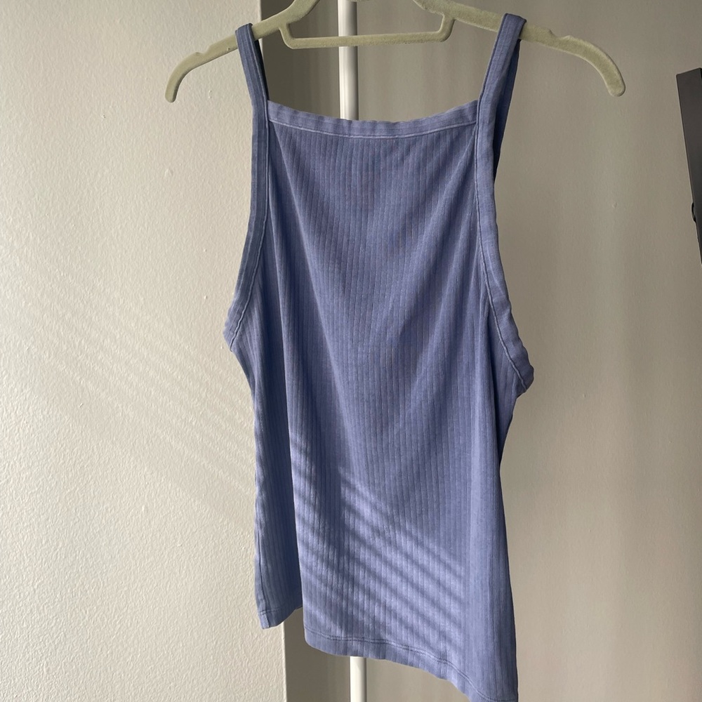 Intimately Free People Set Up Light Blue Ribbed Cotton Tank Top